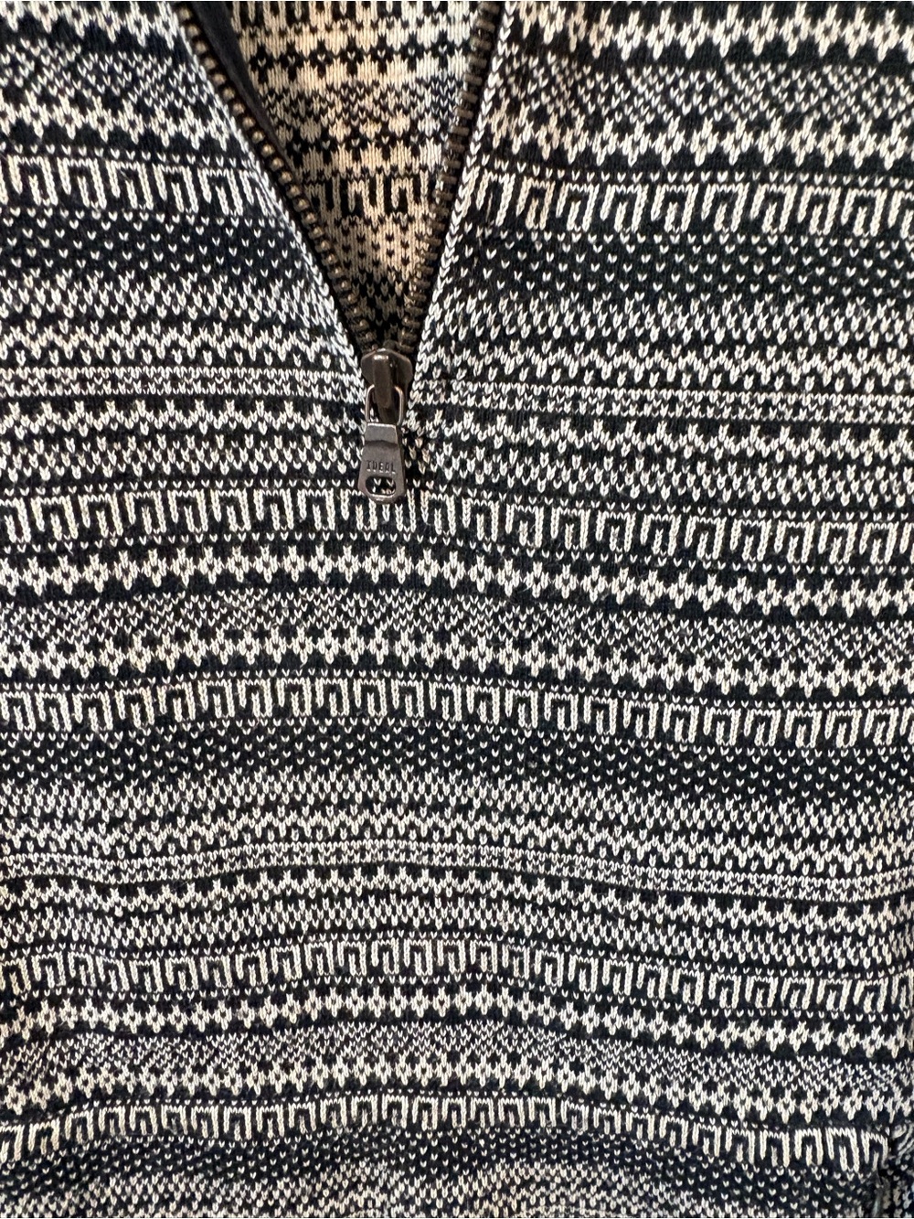 Roots Fair Isle Half Zip Sweater | Black & Cream | Size Medium - Picture 7 of 10